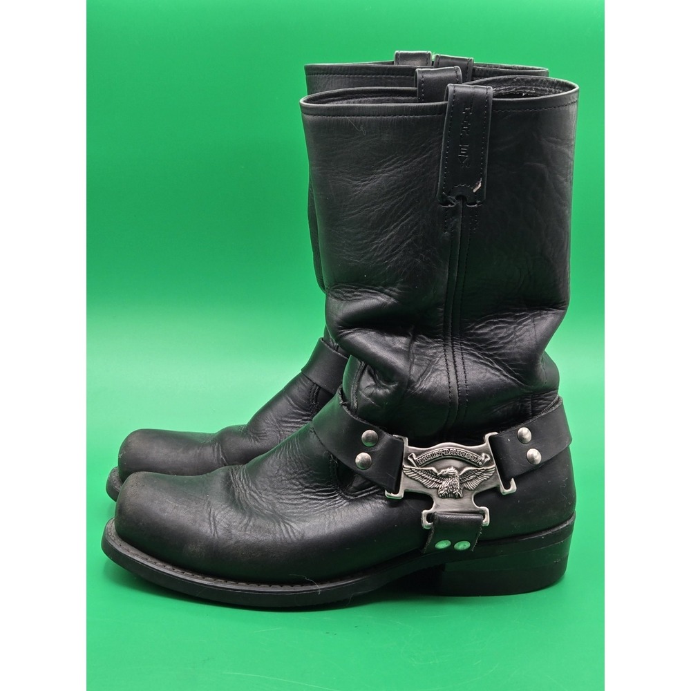 Genuine Harley Davidson Leather Boots 98408 Men Size 9.5M Black Motorcycle Eagle - Picture 4 of 16